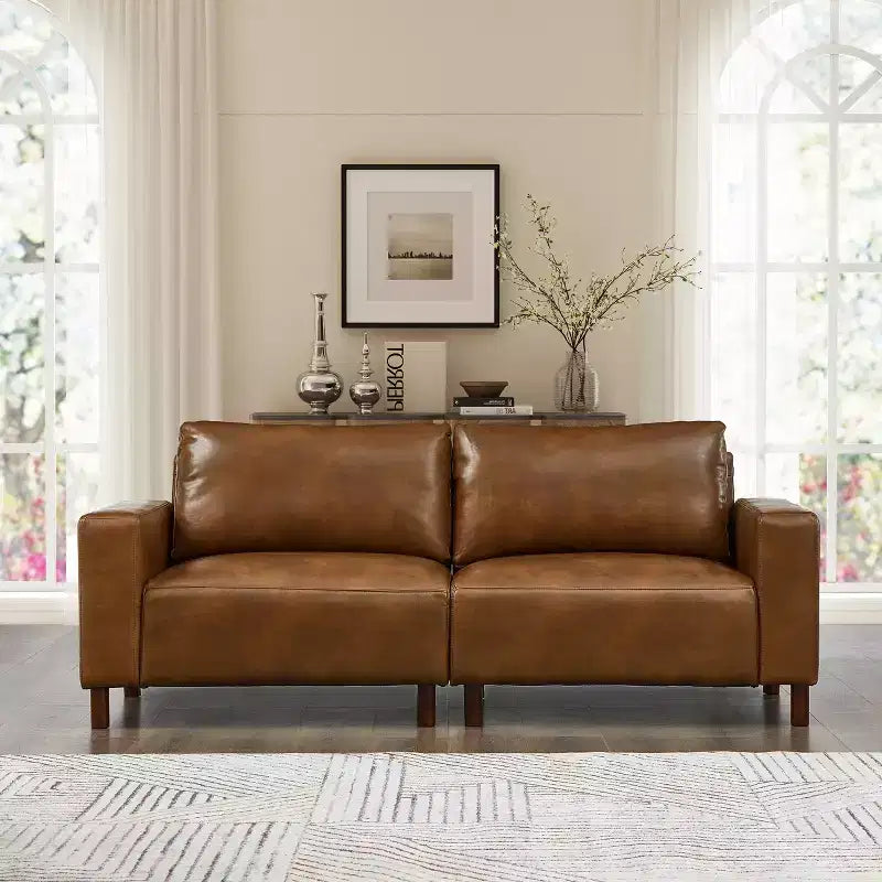 Causeuse rembourrée en similicuir de style moderne du milieu du siècle, 78,5
