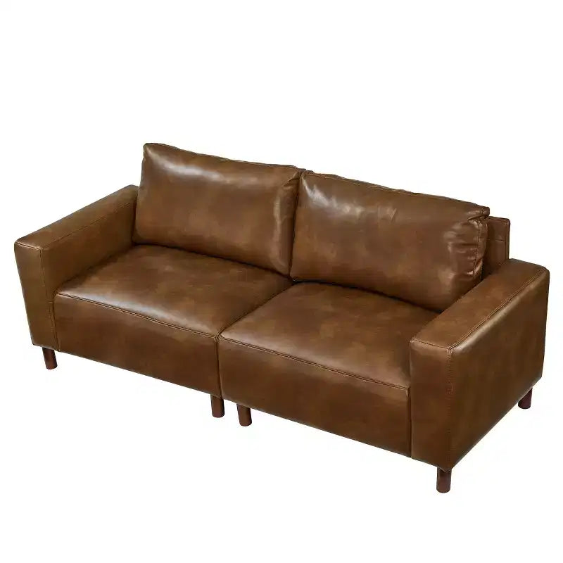 Causeuse rembourrée en similicuir de style moderne du milieu du siècle, 78,5
