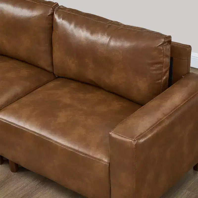 Causeuse rembourrée en similicuir de style moderne du milieu du siècle, 78,5