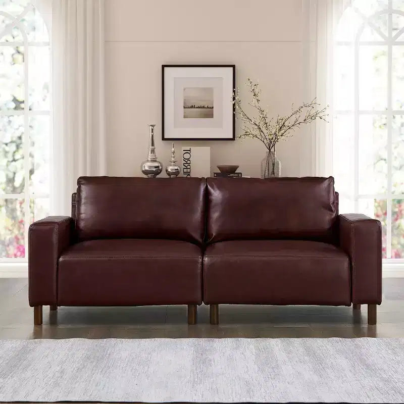 Causeuse rembourrée en similicuir de style moderne du milieu du siècle, 78,5