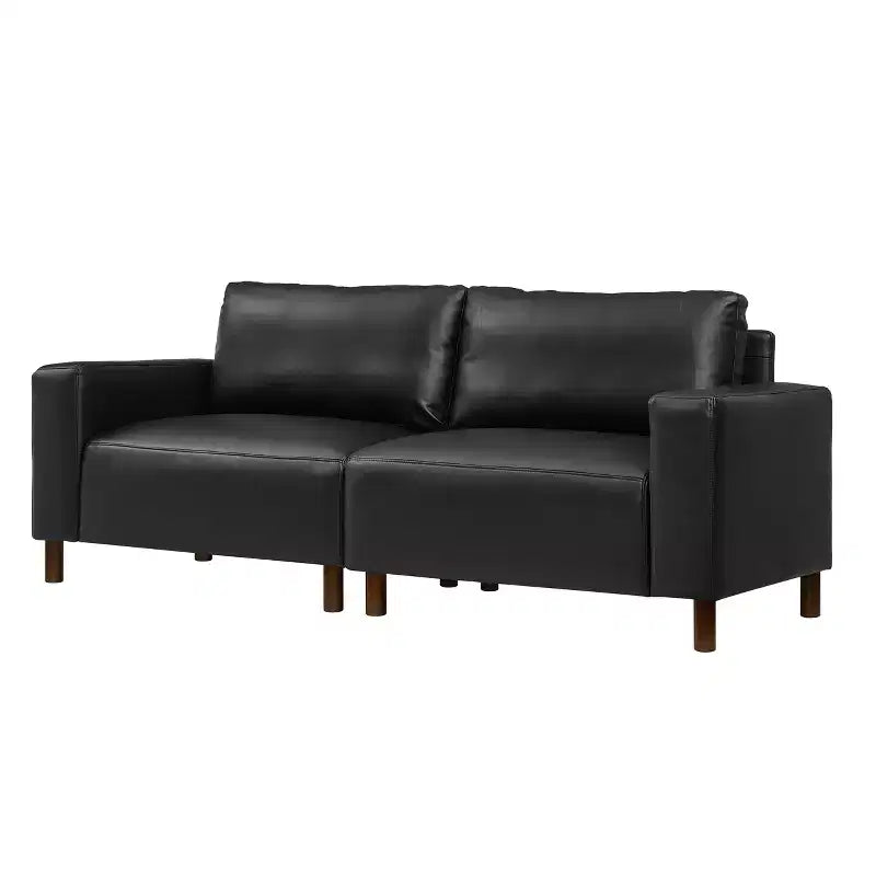 Causeuse rembourrée en similicuir de style moderne du milieu du siècle, 78,5
