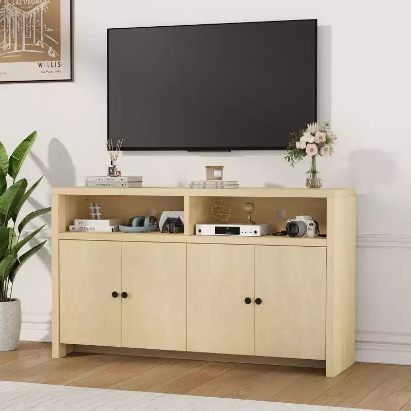 55" Buffet de ferme à 4 portes avec étagères réglables pour cuisine, salle à manger et salon