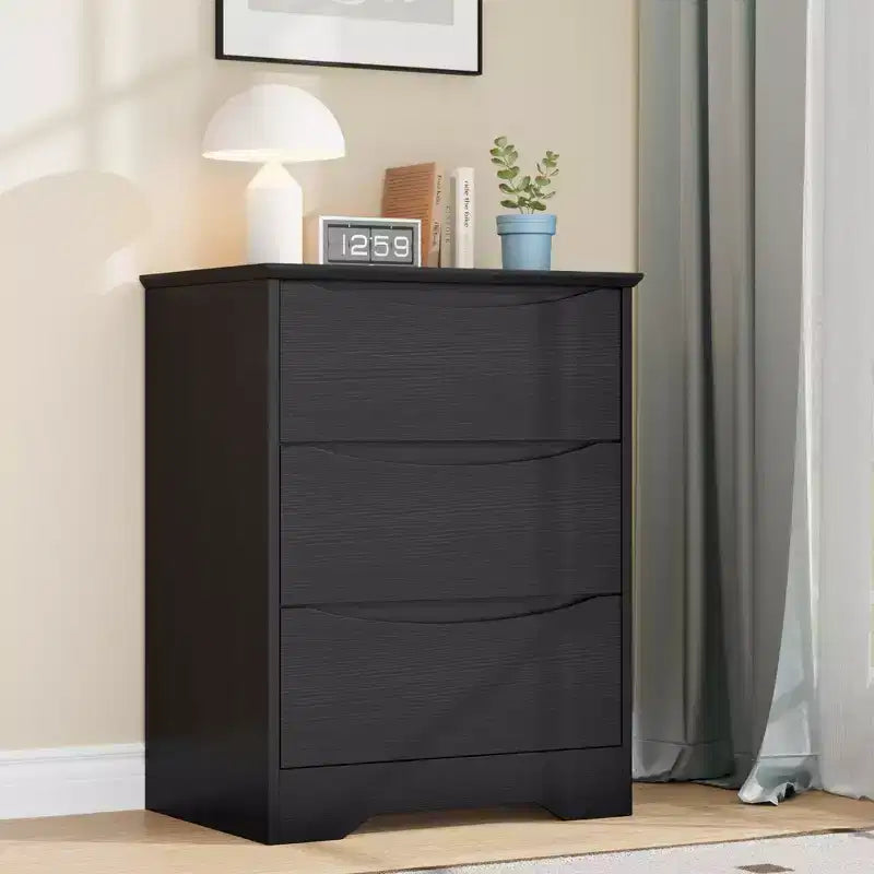Commode moderne à 3 tiroirs spacieux 60x36x75 cm, poignées invisibles pour chambre et salon
