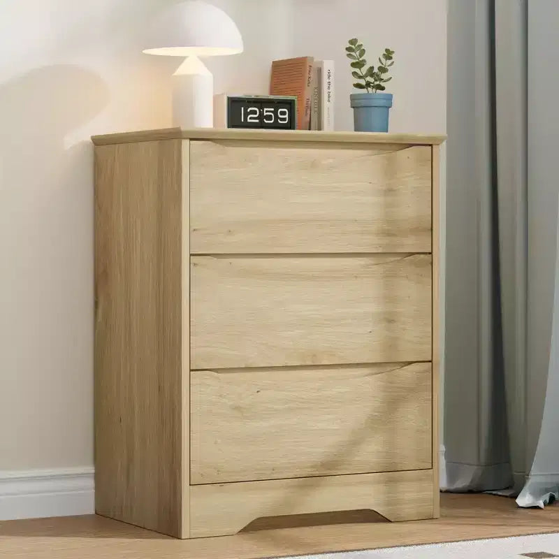 Commode moderne à 3 tiroirs spacieux 60x36x75 cm, poignées invisibles pour chambre et salon