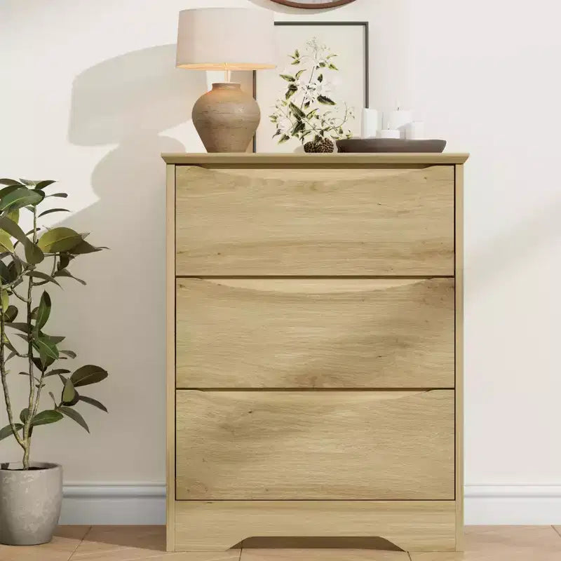 Commode moderne à 3 tiroirs spacieux 60x36x75 cm, poignées invisibles pour chambre et salon
