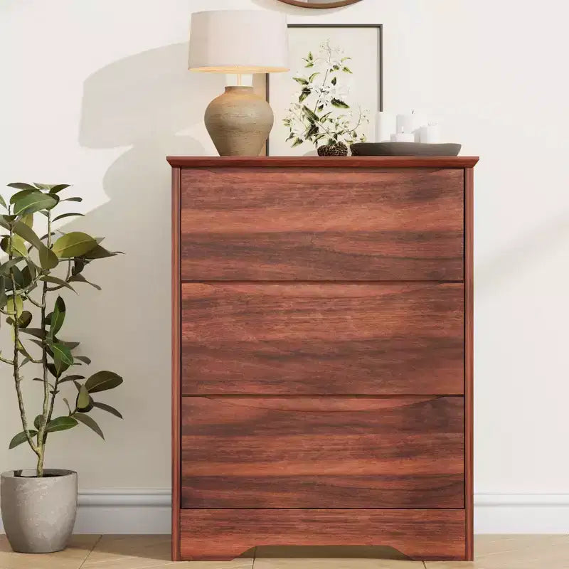 Commode moderne à 3 tiroirs spacieux 60x36x75 cm, poignées invisibles pour chambre et salon