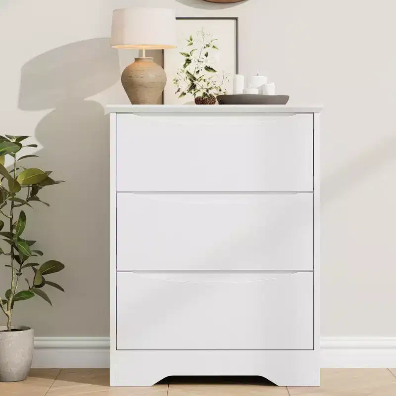 Commode moderne à 3 tiroirs spacieux 60x36x75 cm, poignées invisibles pour chambre et salon