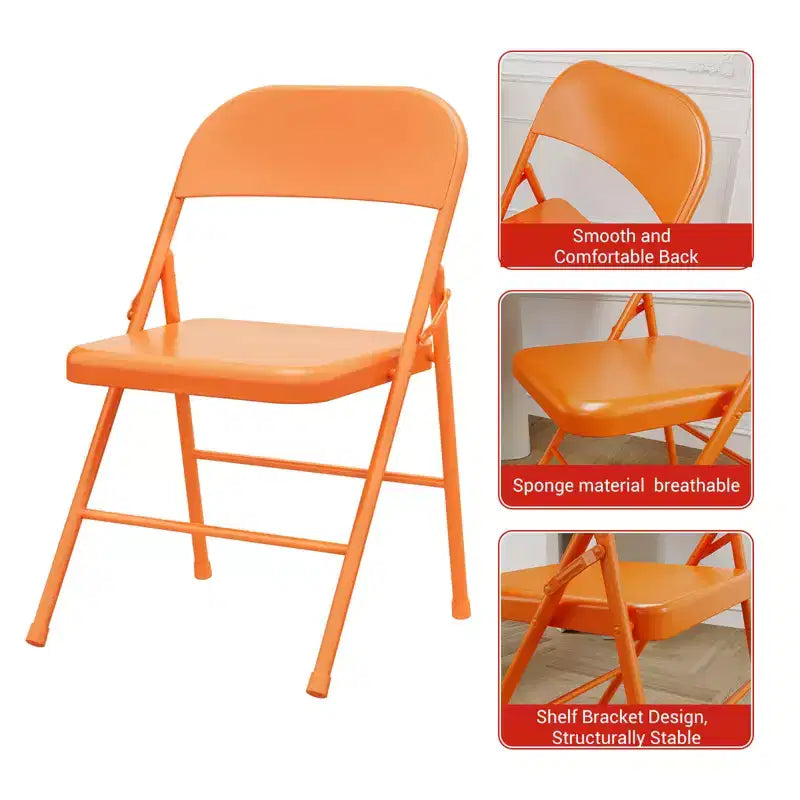 Chaise pliante robuste en métal avec double renfort, capacité de 159 kg, portable pour bureau, mariage, fête, utilisation intérieure et extérieure
