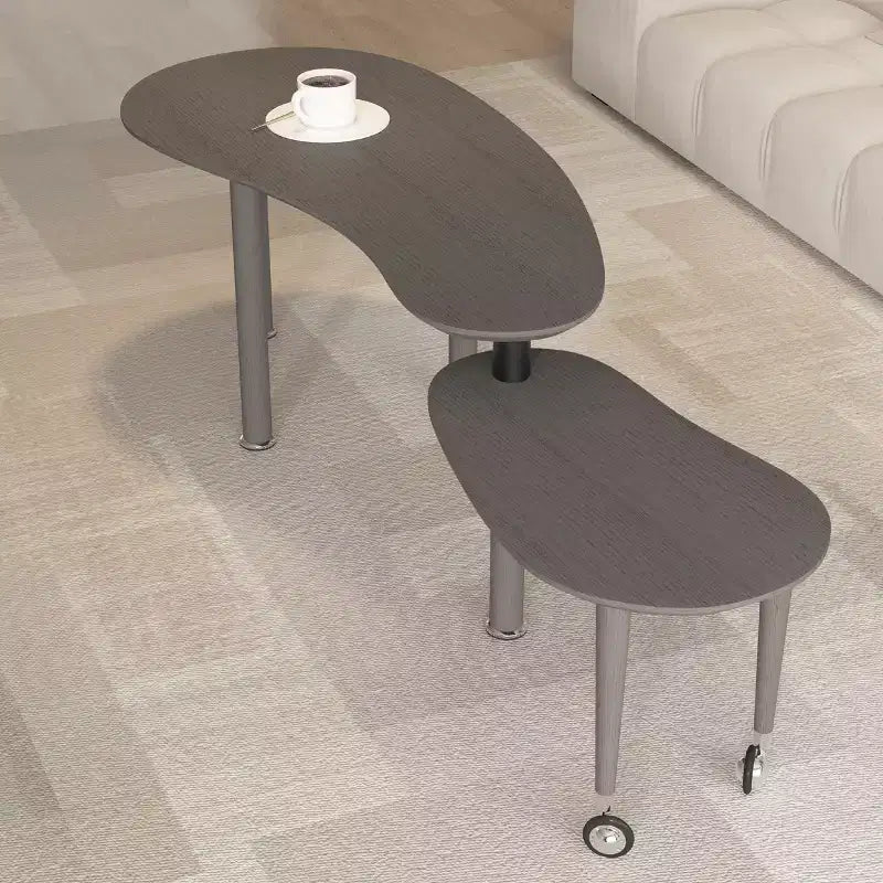 Table basse de salon moderne avec pieds en bois massif et rallonge coulissante