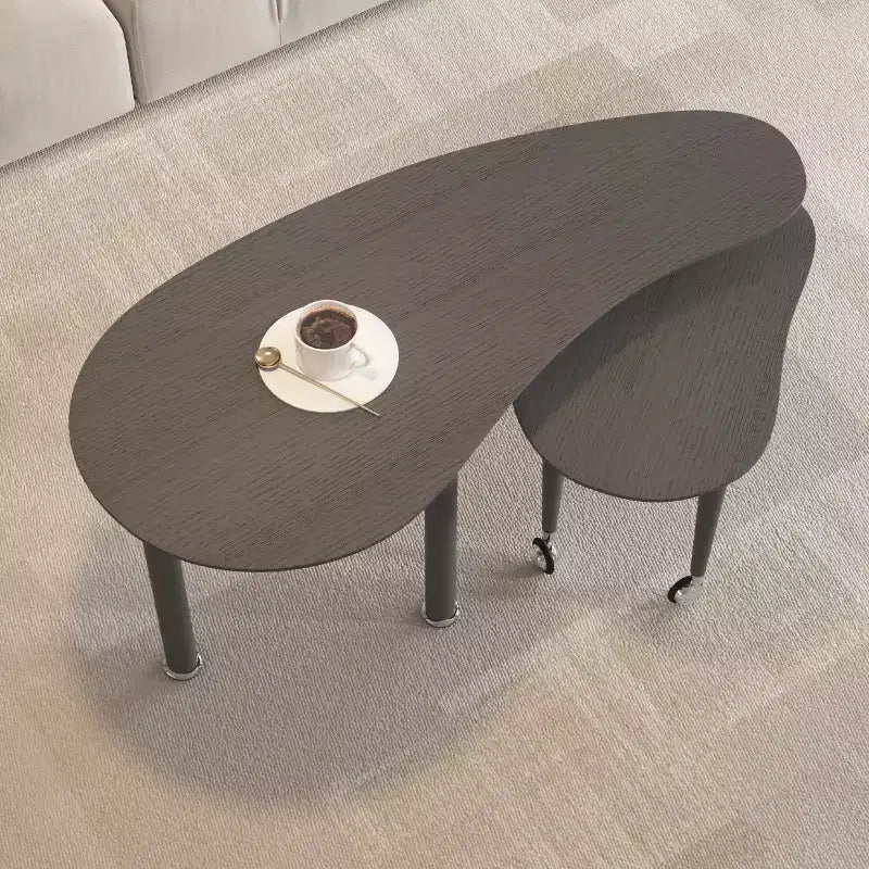 Table basse de salon moderne avec pieds en bois massif et rallonge coulissante