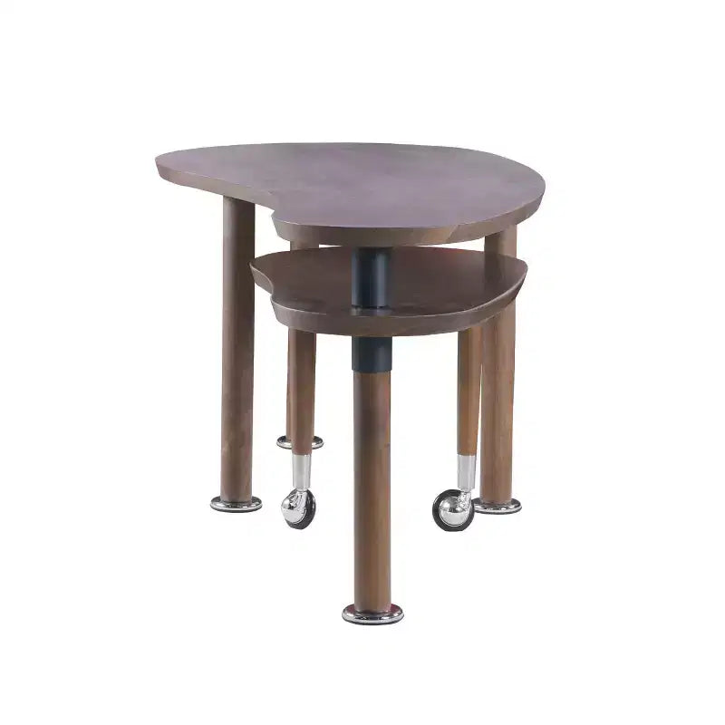 Table basse de salon moderne avec pieds en bois massif et rallonge coulissante