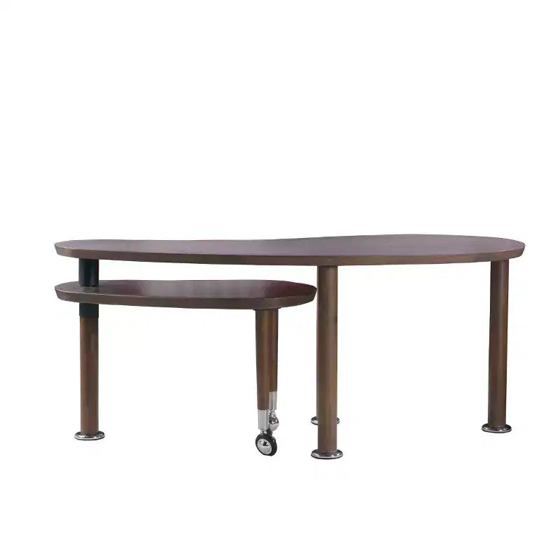 Table basse de salon moderne avec pieds en bois massif et rallonge coulissante