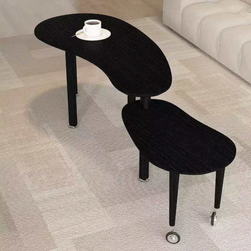 Table basse de salon moderne avec pieds en bois massif et rallonge coulissante