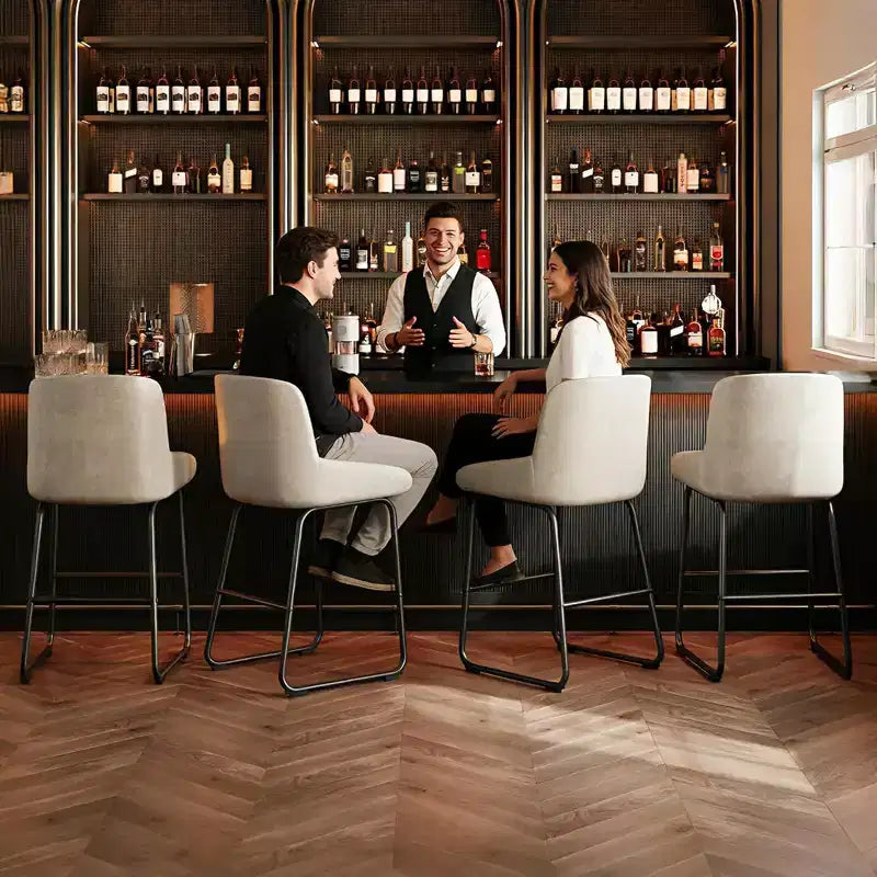 Tabourets de bar en cuir PU à hauteur de comptoir, hauteur d'assise 67,3 cm, dossier rembourré ergonomique et repose-pieds, cadre en métal robuste, chaises de bar sans accoudoirs rembourrées