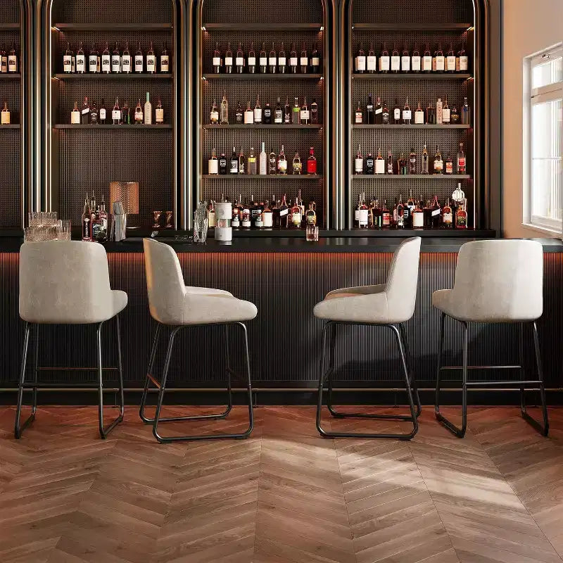 Tabourets de bar en cuir PU à hauteur de comptoir, hauteur d'assise 67,3 cm, dossier rembourré ergonomique et repose-pieds, cadre en métal robuste, chaises de bar sans accoudoirs rembourrées
