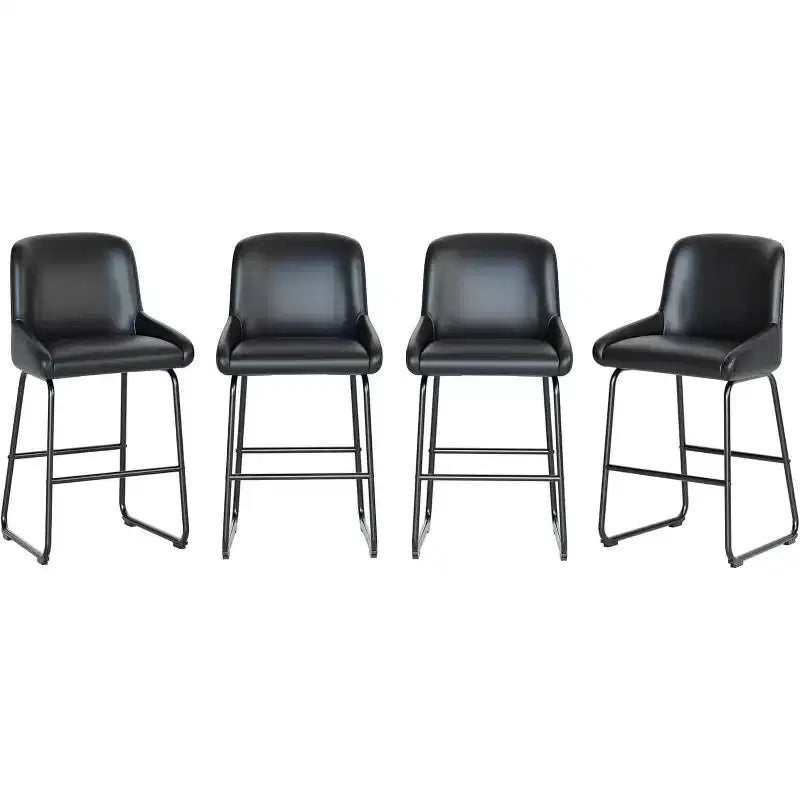 Tabourets de bar en cuir PU à hauteur de comptoir, hauteur d'assise 67,3 cm, dossier rembourré ergonomique et repose-pieds, cadre en métal robuste, chaises de bar sans accoudoirs rembourrées