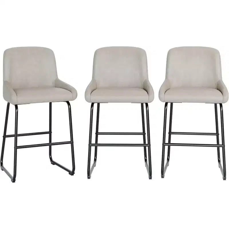 Tabourets de bar en cuir PU à hauteur de comptoir, hauteur d'assise 67,3 cm, dossier rembourré ergonomique et repose-pieds, cadre en métal robuste, chaises de bar sans accoudoirs rembourrées