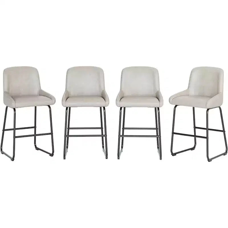 Tabourets de bar en cuir PU à hauteur de comptoir, hauteur d'assise 67,3 cm, dossier rembourré ergonomique et repose-pieds, cadre en métal robuste, chaises de bar sans accoudoirs rembourrées