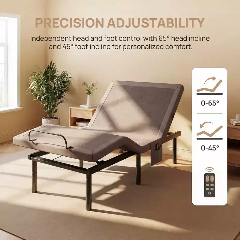 Cadre de lit électrique Twin XL, modes zéro gravité et zéro espace, cadre de lit réglable avec 4 ports USB et télécommande sans fil