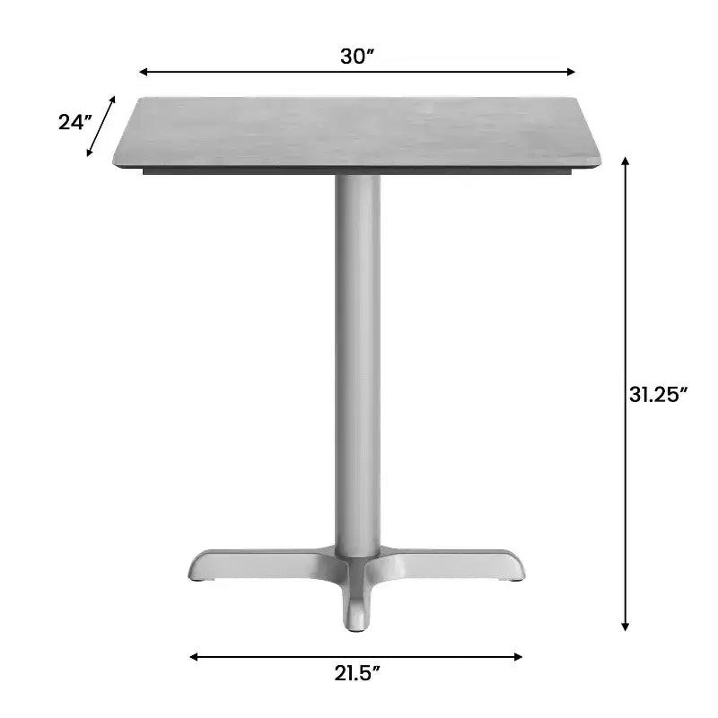 Plateau de table intérieur-extérieur avec technologie HPL TopGuard et base de table bistrot en fonte