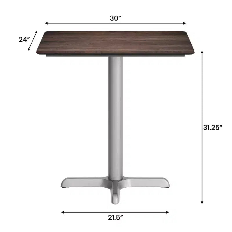 Plateau de table intérieur-extérieur avec technologie HPL TopGuard et base de table bistrot en fonte