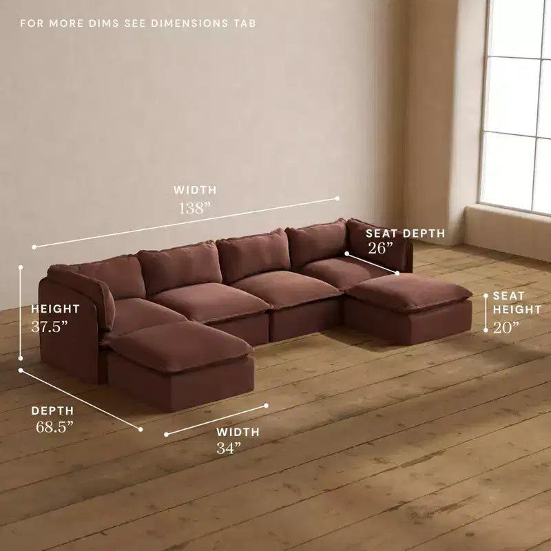 Canapé modulaire lavable en U 4 places Memorix+ Assise et coussin de dossier