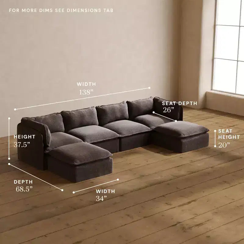 Canapé modulaire lavable en U 4 places Memorix+ Assise et coussin de dossier