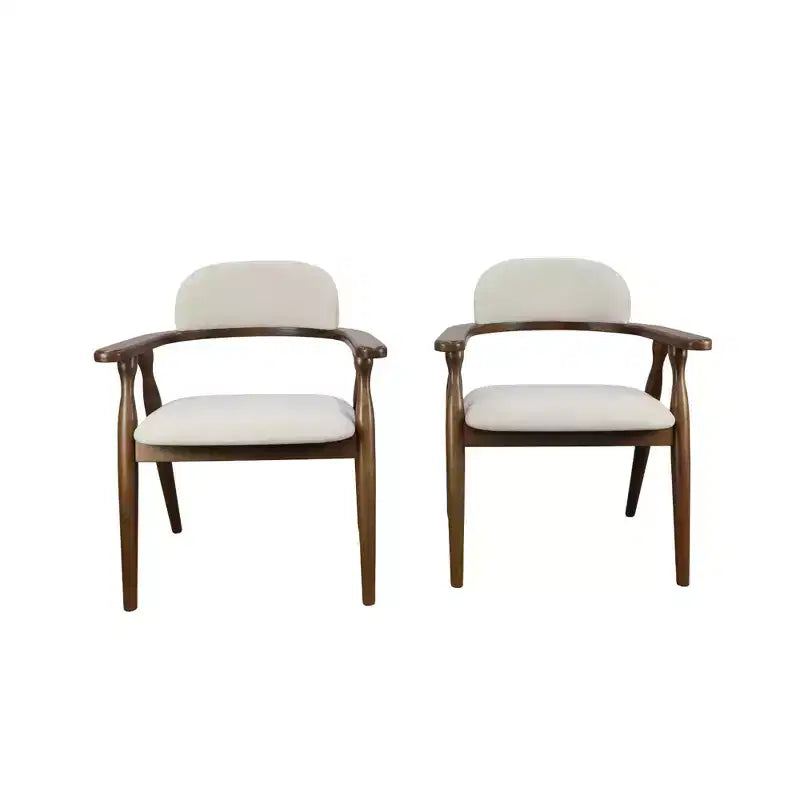 Chaises de salle à manger capitonnées en bois d'hévéa de ferme avec dossier incurvé