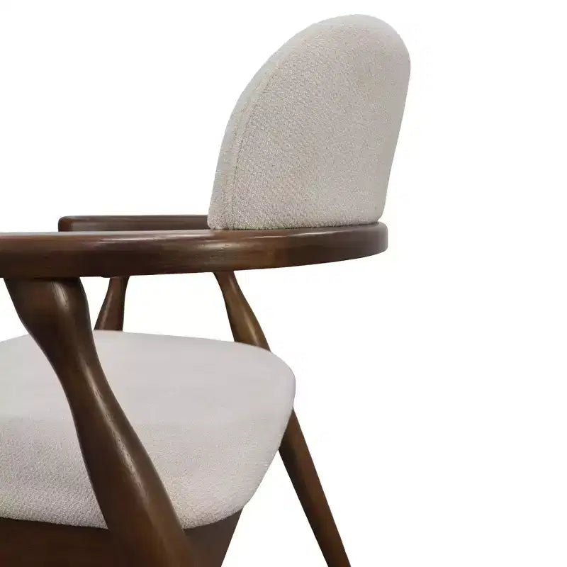 Chaises de salle à manger capitonnées en bois d'hévéa de ferme avec dossier incurvé