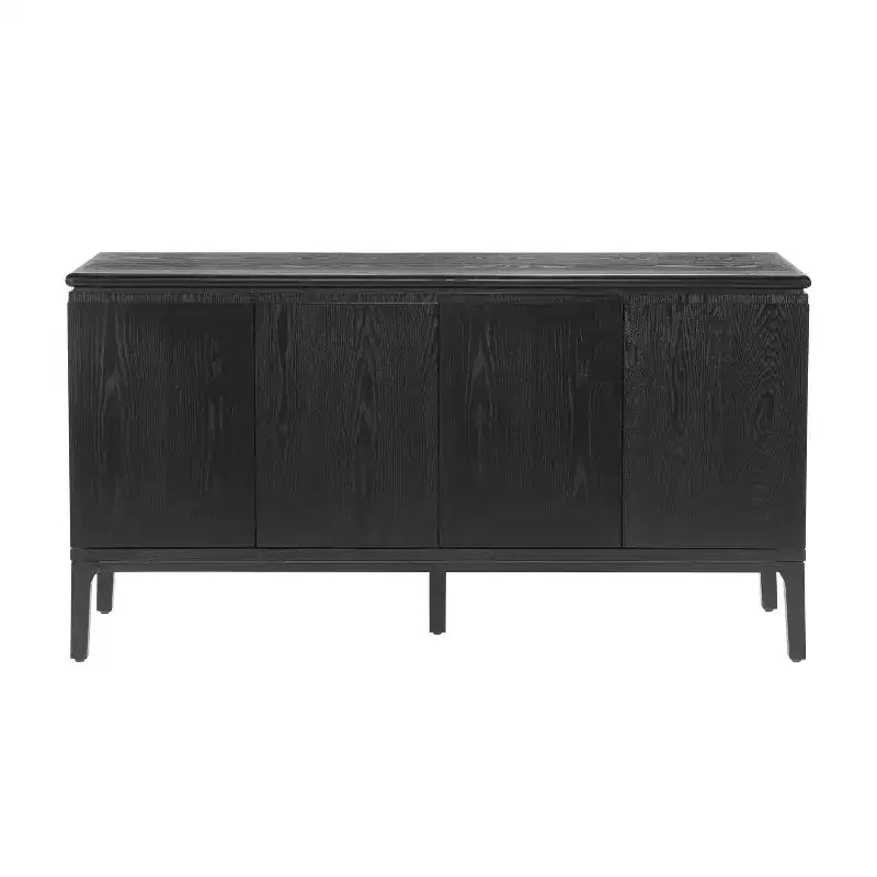Buffet moderne de 59'' à 4 portes avec pieds en bois d'hévéa