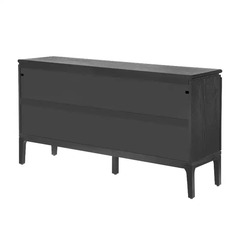 Buffet moderne de 59'' à 4 portes avec pieds en bois d'hévéa