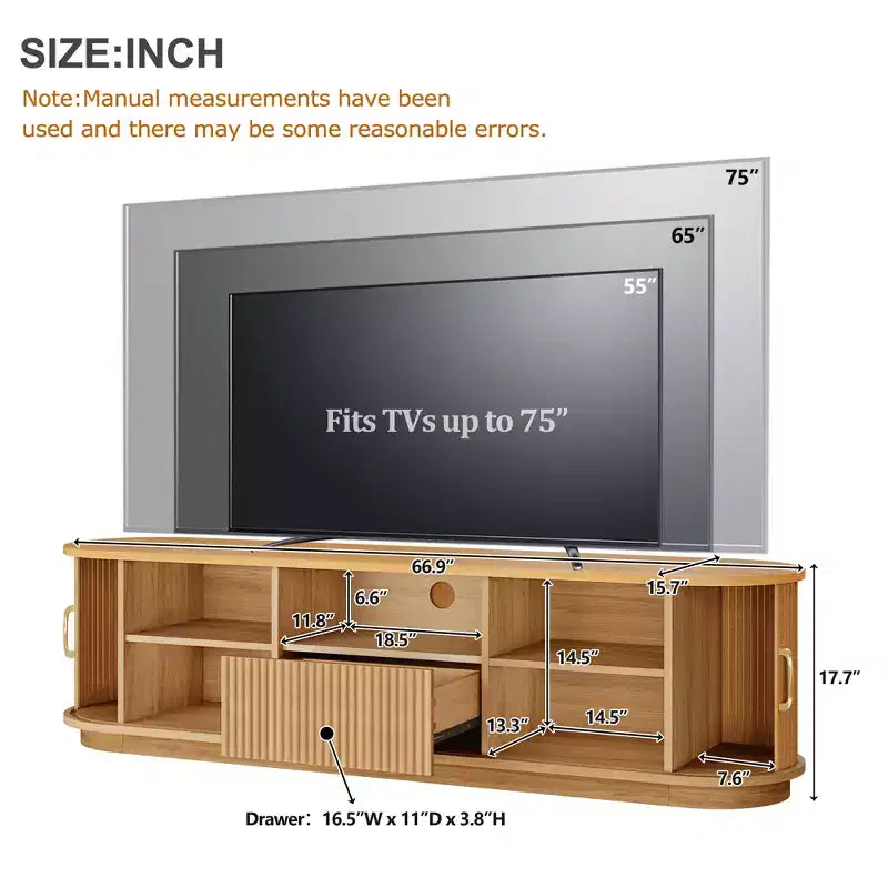 Meuble TV rustique vintage avec portes coulissantes à lattes en bois, meuble TV de ferme de 75 po avec tiroir (grain de bois naturel)