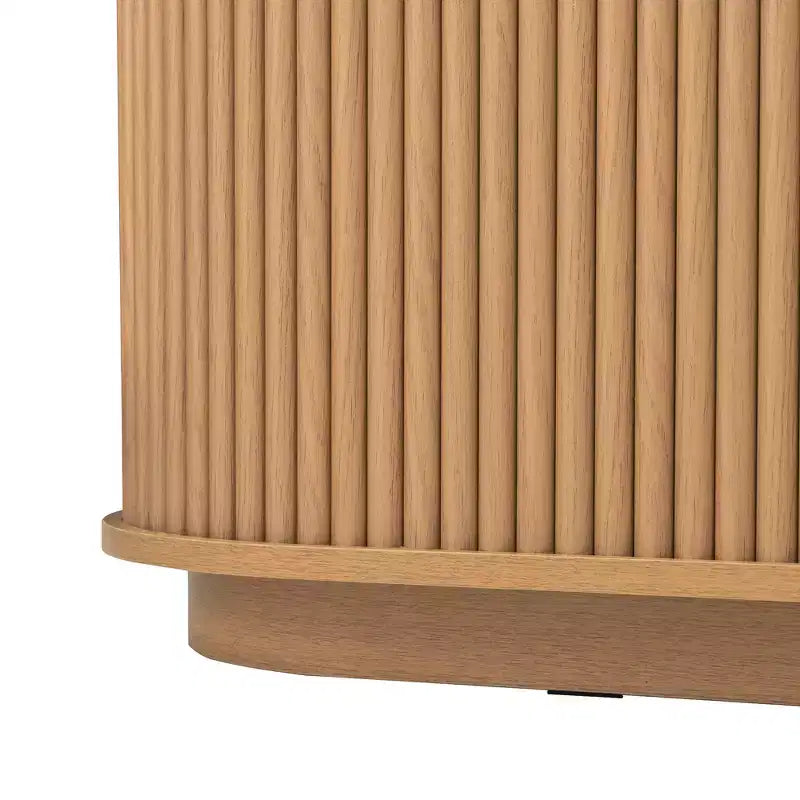 Meuble TV rustique vintage avec portes coulissantes à lattes en bois, meuble TV de ferme de 75 po avec tiroir (grain de bois naturel)