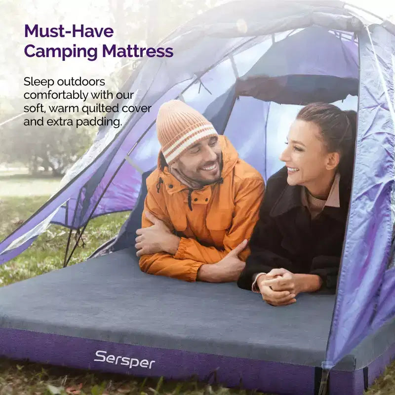 Matelas de camping et de VR de 10 cm avec poche latérale, imperméable et pliable