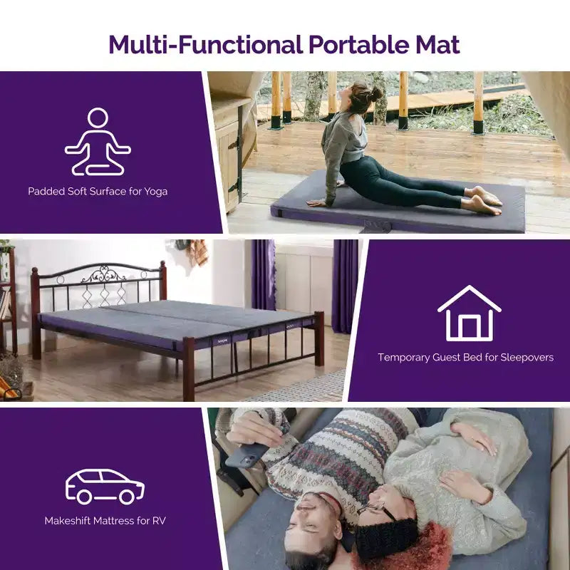 Matelas de camping et de VR de 10 cm avec poche latérale, imperméable et pliable