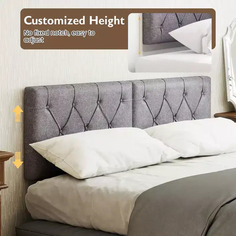 Tête de lit rembourrée pour lit simple avec revêtement en tissu réglable en hauteur