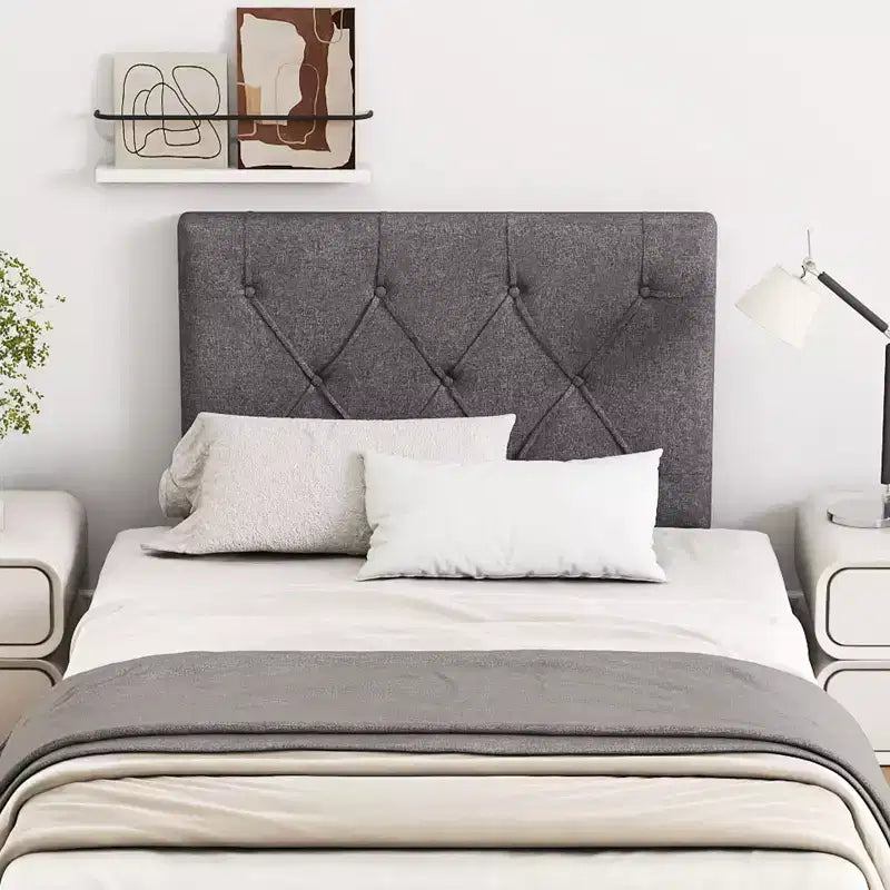 Tête de lit rembourrée pour lit simple avec revêtement en tissu réglable en hauteur