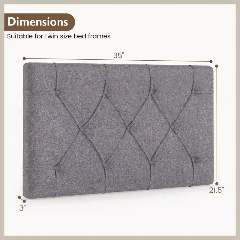 Tête de lit rembourrée pour lit simple avec revêtement en tissu réglable en hauteur