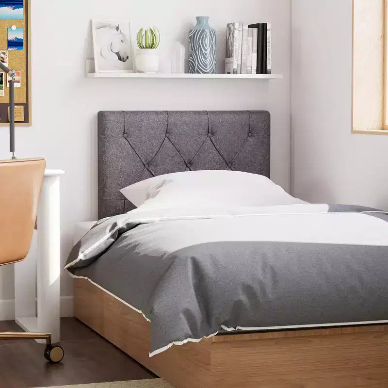 Tête de lit rembourrée pour lit simple avec revêtement en tissu réglable en hauteur