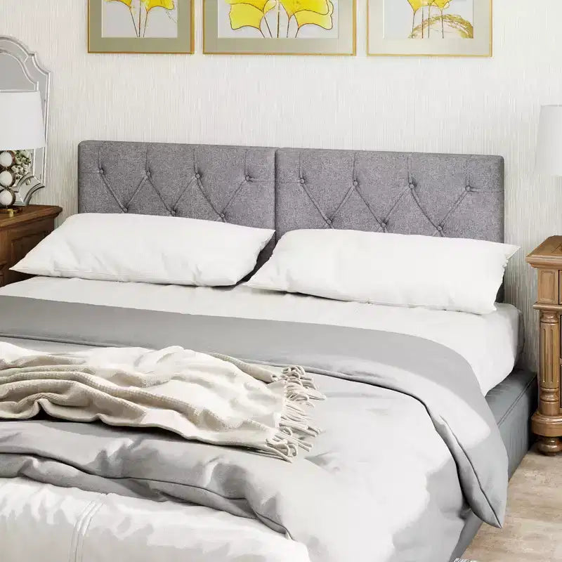 Tête de lit rembourrée pour lit simple avec revêtement en tissu réglable en hauteur