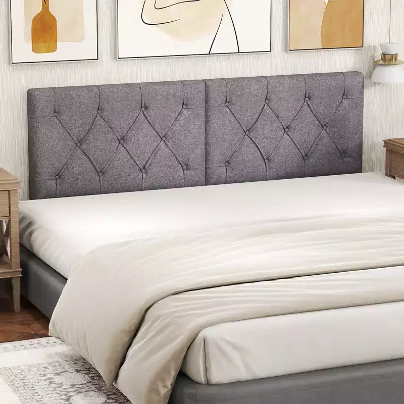 Tête de lit rembourrée pour lit simple avec revêtement en tissu réglable en hauteur