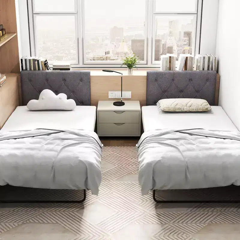 Tête de lit rembourrée pour lit simple avec revêtement en tissu réglable en hauteur