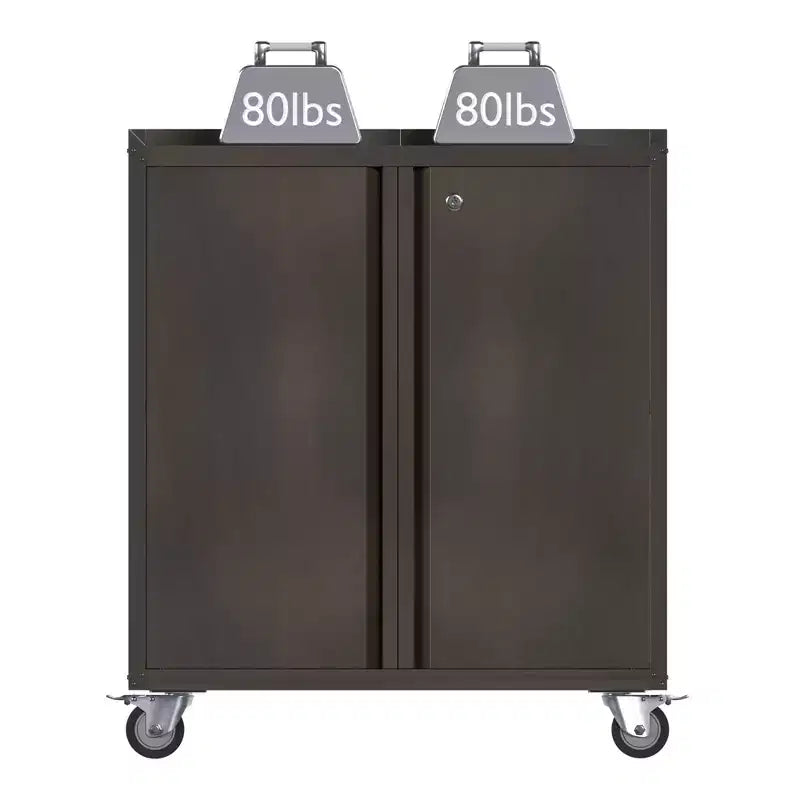 Armoire de classement en acier verrouillable avec étagères réglables et roulettes pour l'organisation de la maison, de l'école, du bureau et du garage, noire