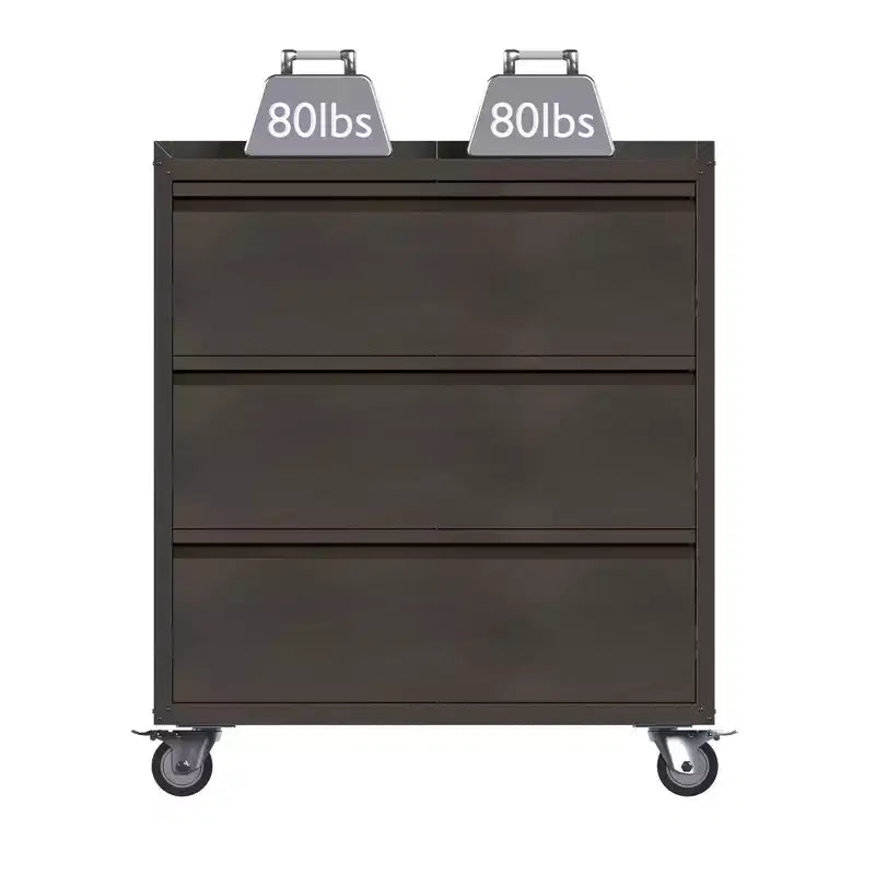 Armoire de classement en acier verrouillable avec étagères réglables et roulettes pour l'organisation de la maison, de l'école, du bureau et du garage, noire