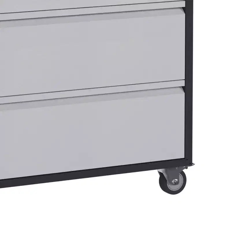 Armoire de classement en acier verrouillable avec étagères réglables et roulettes pour l'organisation de la maison, de l'école, du bureau et du garage, noire