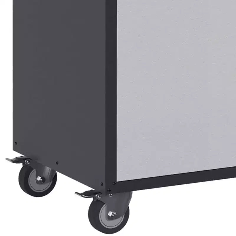 Armoire de classement en acier verrouillable avec étagères réglables et roulettes pour l'organisation de la maison, de l'école, du bureau et du garage, noire
