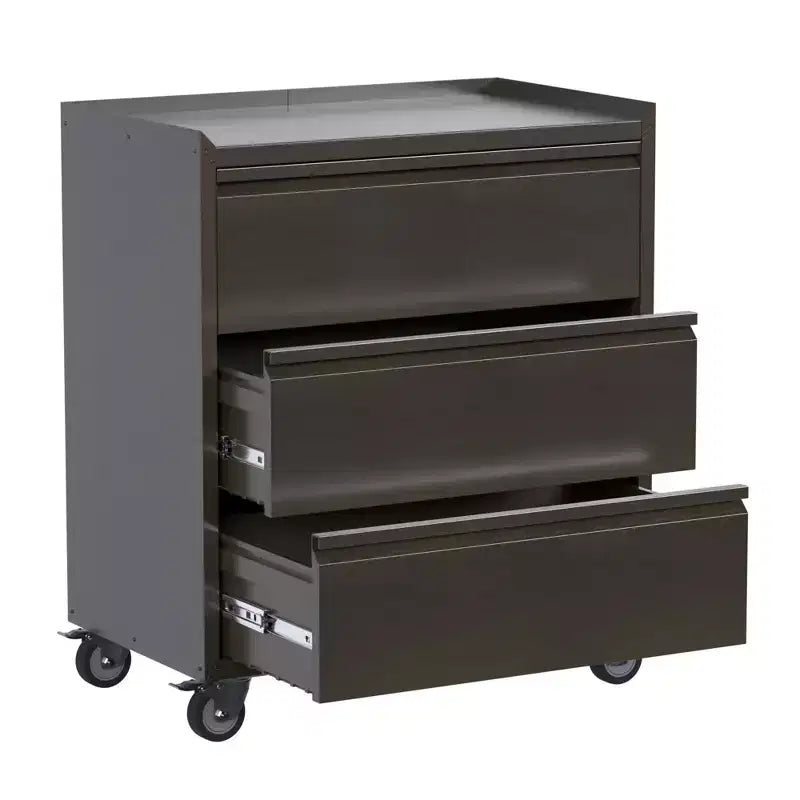 Armoire de classement en acier verrouillable avec étagères réglables et roulettes pour l'organisation de la maison, de l'école, du bureau et du garage, noire