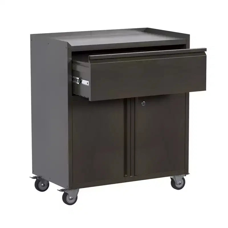 Armoire de classement en acier verrouillable avec étagères réglables et roulettes pour l'organisation de la maison, de l'école, du bureau et du garage, noire