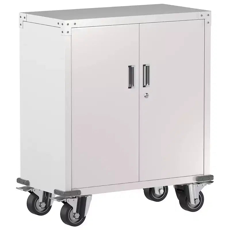 Armoire de classement en acier verrouillable avec étagères réglables et roulettes pour l'organisation de la maison, de l'école, du bureau et du garage, noire