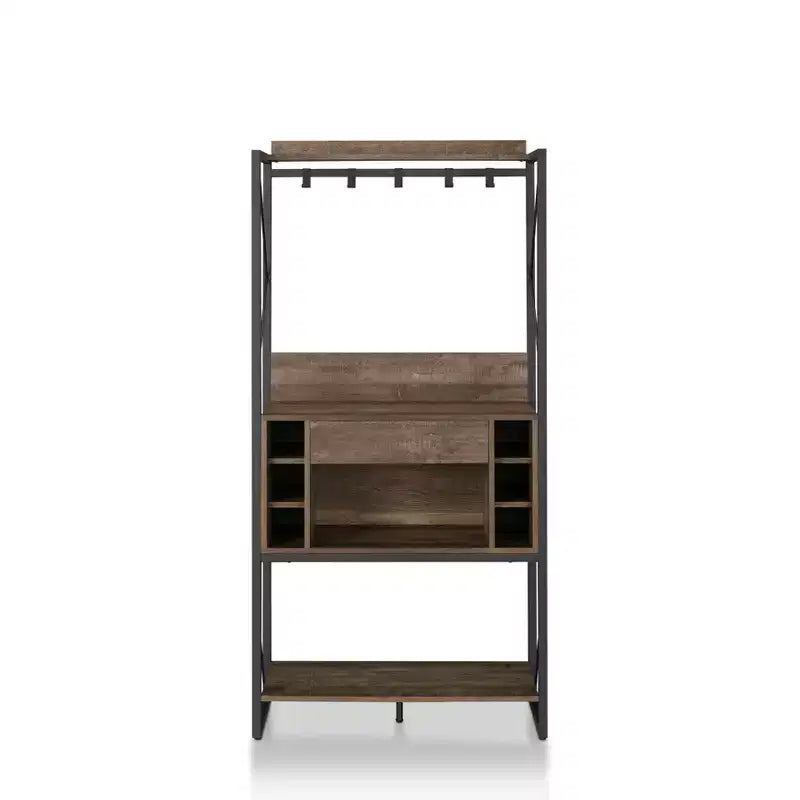 Étagère de boulanger rustique Chêne recyclé Style industriel, 3 étagères fixes, Cadre métallique, 170 cm H